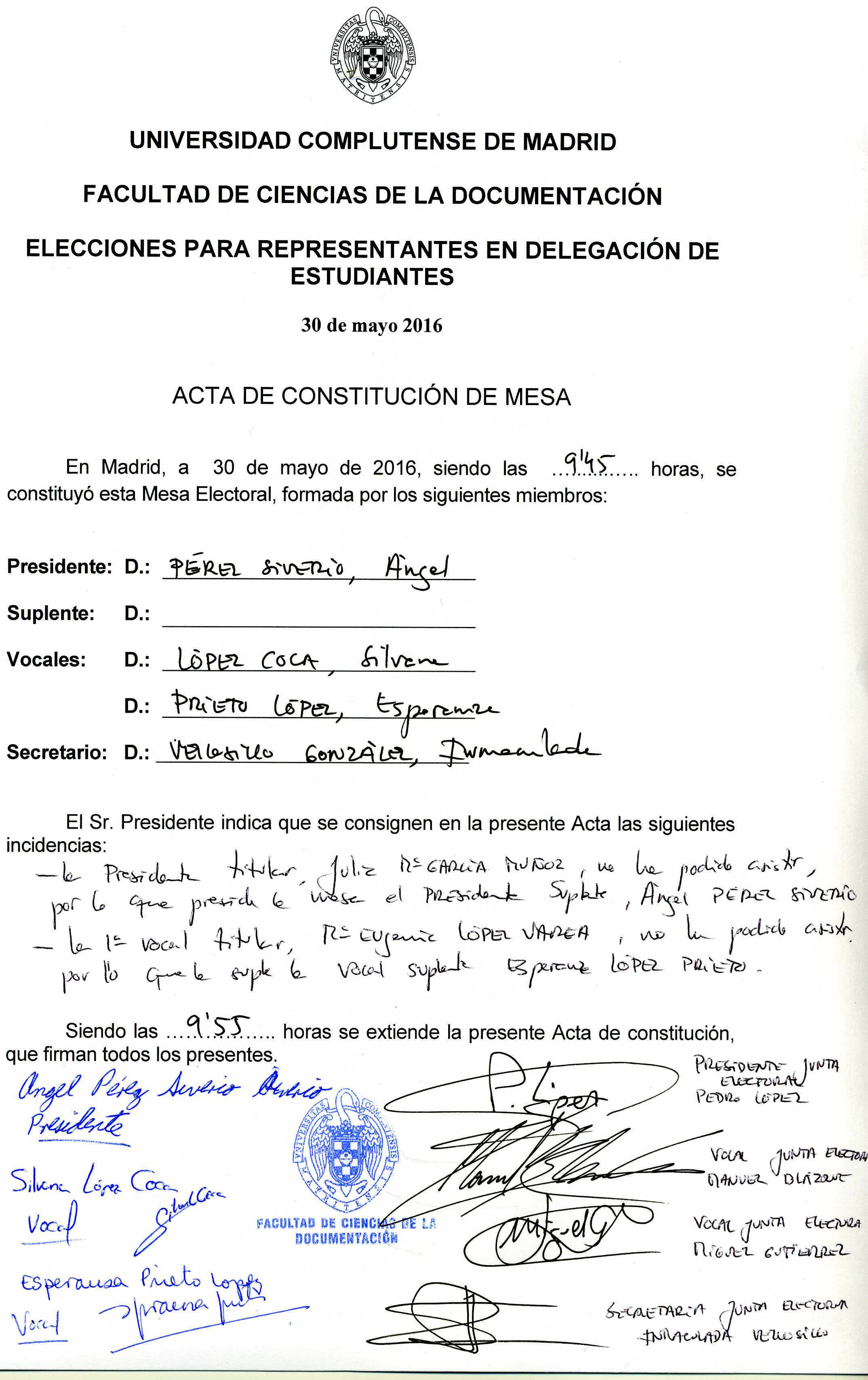 Acta constitución de mesa